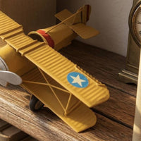 Vintage Biplane Figurine Retro Propeller Plane Model Detailed Finish