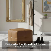 Round Upholstered Pouf Luxury Aesthetic Low Stool Modern Design for Living Room