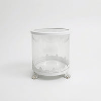 Glass Holder with Claw Feet Embossed Decorative Container for Vanity, Dresser