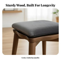 Solid Wood Vanity Stool Rounded Corners Nordic Design Stool Easy to Assemble