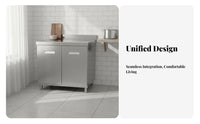 Easy to Clean Stainless Steel Kitchen Cabinet Rust-Proof Kitchen Storage Unit with Countertop Long-Lasting Construction Metal Utility Sink Cabinet Waterproof for Homeowners, DIY Enthusiasts, Small Business Owners, Basement, Workshop, Garage