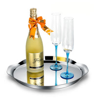 Nordic Western Food Plate, Light Luxury Stainless Steel Round Hotel Tray, Home Use, Dessert Plate