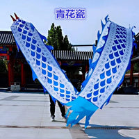 广场七彩彩绸一体健身龙带龙头中老年男女运动舞龙运动