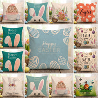 Easter Pillow Cover Holiday Decor Easter Bunny Pillow Cover Seasonal Accent Spring Botanical Pillow Cover for Families, Parents, Bedroom, Armchair