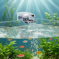 Transparent Aquarium Filter with Current-Adjustment Knob Compact Hang-on-Back Filter Slimline Quiet for Aquatic Life Tanks, Small Aquariums