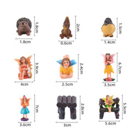 Fairy Garden Set Hand-Painted Wood-Grain Look Miniature Fairy Figurines