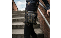 Waist Bag with Pouch Steampunk Waist Bag with Chain Gothic Hip Pouch for Concertgoers, Bikers, Festivals, Streetwear