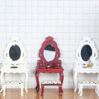 1:12 Dollhouse Miniature Furniture Vanity with Mirror, Drawers, Table and Stool Photo Prop