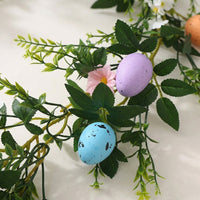 Easter Egg and Flower Garland Easy to Hang Artificial Easter Rattan Pastel Colors Artificial Egg Garland for DIY Crafters, Families, Wall, Home, Party