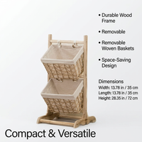 Wooden Storage Shelf with Baskets, Freestanding Tiered Organiser, Simple Modern for Living Room, Bed - Image 6