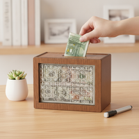 Wooden Money Box with Counter, DIY Retro Piggy Bank for Savings