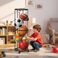 3 Tier Sphere Storage Rack Sturdy Construction Upright Sphere Storage Rack Freestanding Roundball Stand Easy Assembly