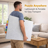 Portable Puzzle Table with Drawers for Adults and Home Use, Foldable Tilting Stand for Indoor Puzzling, Felt Surface with Storage