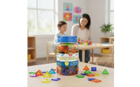 140 Pieces Portable Storage Jar Color Shape Sorting Toy Develops Fine Movement Skills Geometric Shape Blocks Rounded Edges Geometric Pattern Blocks Stimulates Creativity for Preschoolers, Kids 3+, Toddlers, Home School, Classroom, Daycare