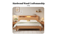 No Box Coil Needed Platform Frame with Storage Headboard Minimalist Design Bedroom Furniture Integrated Night Light Bedstead for Couples, Homeowners, Students, Guest Room, Apartment