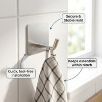 Cabinet Metal Pantry Hook, Strong Stainless Steel Single for Kitchen Utensils & Towels, No-Drill Wall Protection, Versatile Hangers for Cooks
