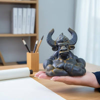 Bull Demon King Bust Handmade Tabletop Decor Rustic