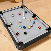 Compact Mini Tabletop Billiard Table Felt Play Surface Tabletop Pool Table Rounded Pockets Toy Sport Textured Exterior