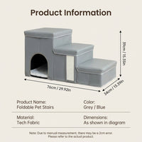 Dog Steps for Bed and Sofa with Foldable Design for Small Waterproof Pet Stairs with Storage for Bedroom and Living Room