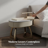 Fluted Cylindrical End Table Light Luxury Nightstand Modern Design for Bedroom