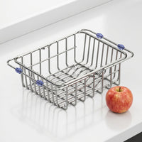 Extendable Drain Basket Kitchen Sink Drainer, Stainless Steel Dish Rack with Open Bottom, Over the Sink Drainer for Space Saving Counter Space