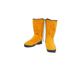 Leg Guards Wear Resistant Shoe Protectors Welding Boot Covers Heavy Duty Abrasion Resistant Gaiters Cowhide Material Secure Fit Suitable for Carpentry Workshop Machine Operation
