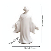 White Porcelain Monk Statue High-Temperature Fired White Porcelain Statue Handmade Craft Ceramic Monk Sculpture for Meditation Lovers, Study Room