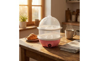 Dry-Charring Protection Double-Layer Egg Cooker Automatic Shutoff Electric Egg Steamer Auto Shut-off Steaming Cooker One-Button