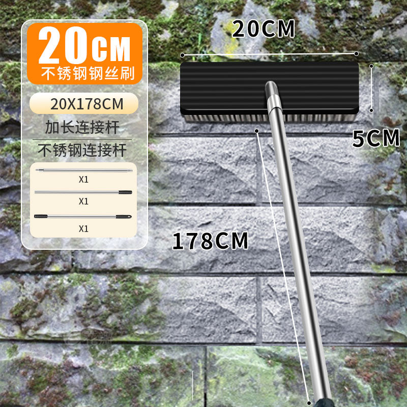 不锈钢地刷长柄加长刷墙钢丝刷地板清洁刷除青苔油渍工业甲板刷子 B