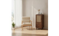 Compact Storage Cabinet with Drawers Organized Cabinet with Rattan Door Stable Sideboard with Rattan Doors Sturdy for Entryway, Small Apartment