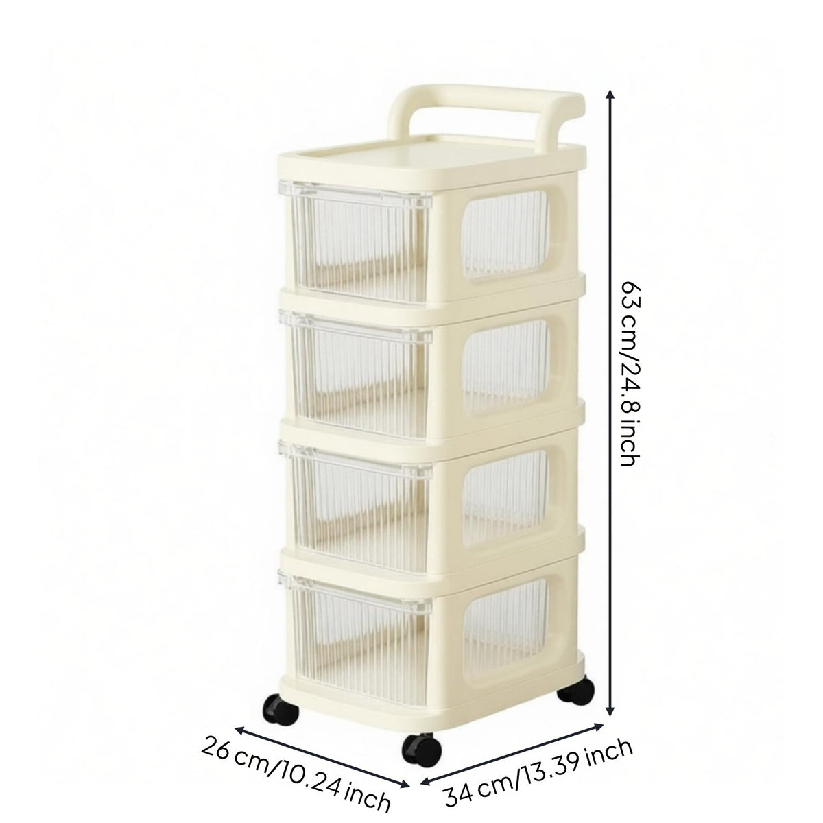 Transparent Drawer Cart Space-Saving Drawer Stack Rolling Storage Utility Organizer