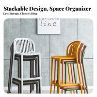 Stackable Slatted Spine High Stool Nordic Design High-Spine Bar Stool Indoor & Outsideside Door Use Minimalist Design