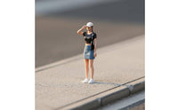 1:64 Scale Girl Figure Realistic Design 1/64 Scale Female Figurine Collectible Denim Skirt Girl Model for Hobbyists