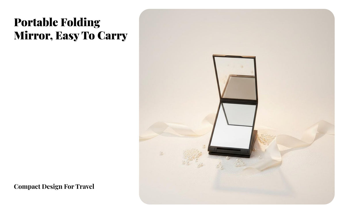 Foldable Design 4 Panel Folding Mirror Portable Back of Head View Mirror Handheld or Stand Use for Women, Men