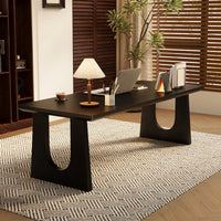Solid Wood Dining Table Rectangular Table Household Furniture Kitchen Table Modern Minimalist Desk Thick Wood Slab Surface with U Shaped Legs Suitable for Dining Room Home Office Meetings