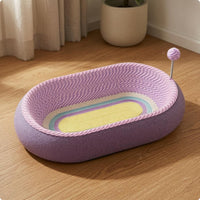 Feline Scratcher Nest Woven Kraft Paper Rope Feline Scratcher Bed Raised Rim