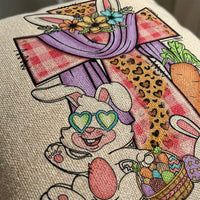 Easter Pillow Cover Single-Sided Print Cartoon Bunny Pillow Cover Easter Decoration for Home, Living Room, Bedroom