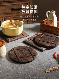 Solid Wood Round Trivet for Hot Pots and Cups