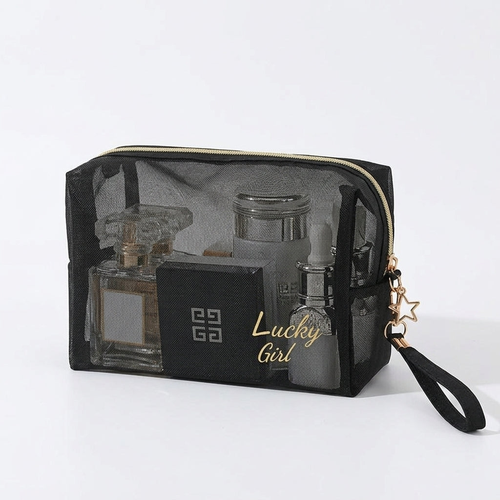 Makeup Bag Octagonal Design, Large Toiletry for Travel Toiletries, Breathable Cosmetic Organizer, See Through Pouch for Women Unisex Home Storage