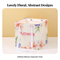Square Flower Gift Bag Portable Large Bouquet Tote Bag Stylish Design Floral Gift Box with Handle for Florists, Family Appreciation Day, Weddings