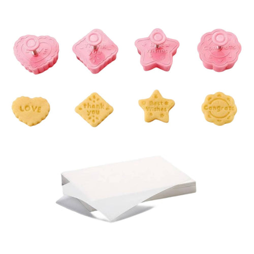 4 Pieces Plunger biscuit Stamp Fondant Decoration Tool Plunger Stamp Set for children