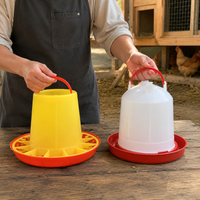 Poultry Feeder 5L, Set of 2, Round & Leak-Proof, 10cm High, for Chicken Coop and Ornamental Poultry