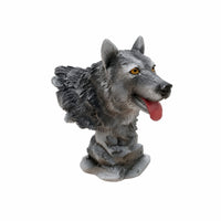 Wolf Bust Cartoon-Style Desk Ornament Sculpted for Bookshelf, Collectors