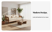 Nordic Design Rattan Panel Sofa sturdy Wood Frame Rattan side Sofa Woven detailing Lounge Seating Padded pillows for Interior Designers, Apartment Dwellers, Homeowners, Living Room, Sunroom, book corner corner, Reception Area