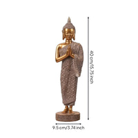 Buddha Statue with Pedestal Golden Standing Buddha Statue Peaceful Sculpture for Buddhists, Altar