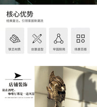 铁艺罗马士兵头盔模型摆件欧洲复古书房办公室桌面装饰品金属摆设