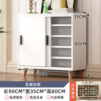 鞋柜门口家用阳台储物柜入户鞋柜玄关鞋小户型大容量鞋架新款鞋柜 送货上门 五层浅胡桃长80*宽35*高80 约放15双【天猫品质】 组装