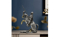 Knight on Horse Statue Metallic-Finish Sculpture Collectible for Bookshelf
