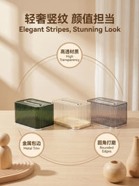 Spring-Lift Transparent Tissue Box with Lid, Light Luxury Desktop Storage, Dustproof