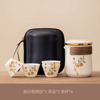 旅行茶具套装便携式随身快客杯办公室白瓷茶具外出携带包户外露营